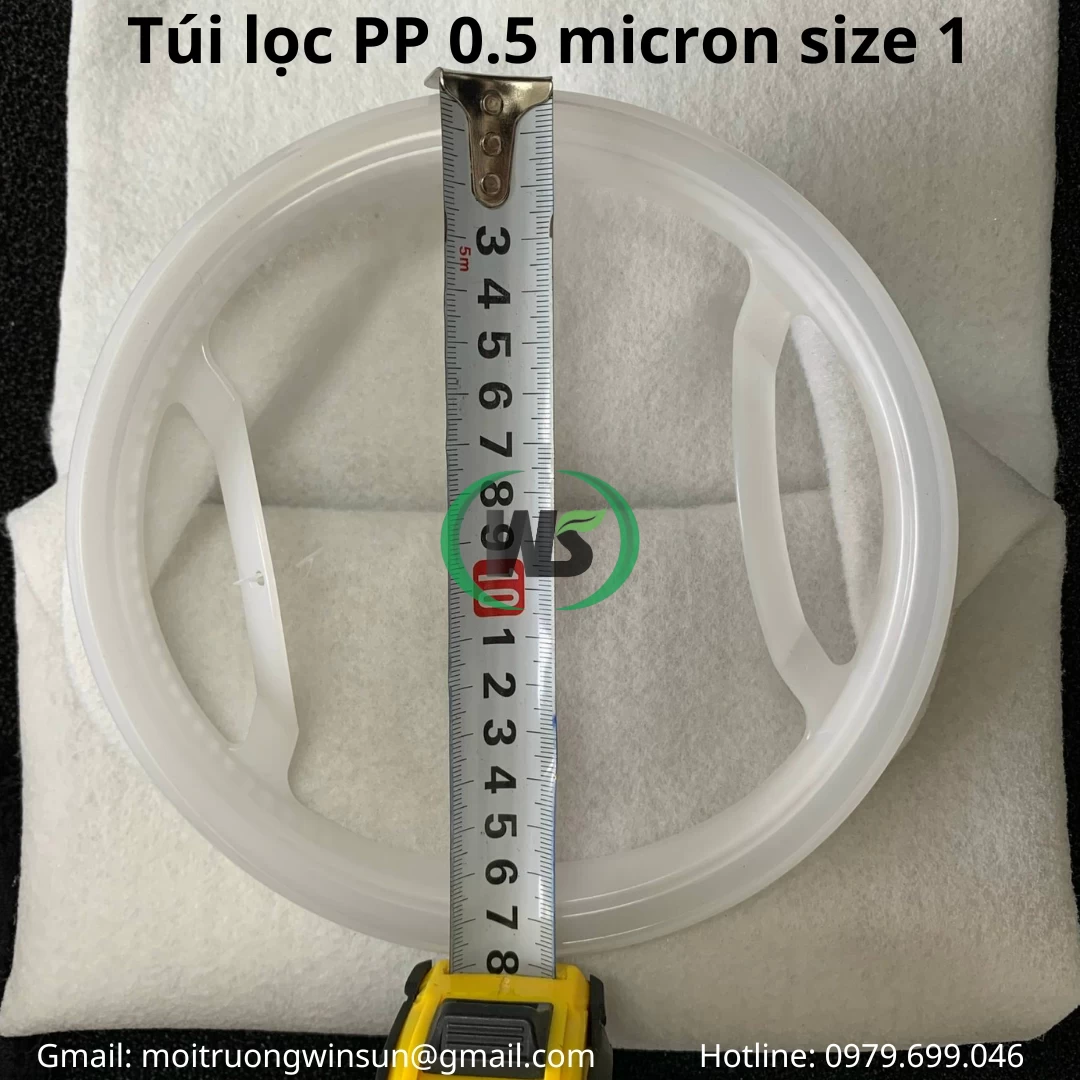 Túi lọc PP 0.5 micron size 1 có đường kính miệng dài 180 mm