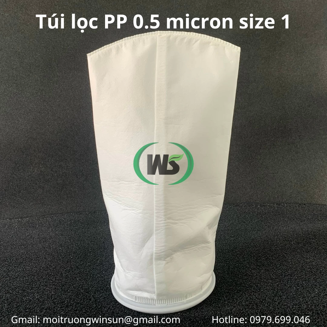 Túi lọc PP 0.5 micron size 1 đáy bầu miệng vành nhựa