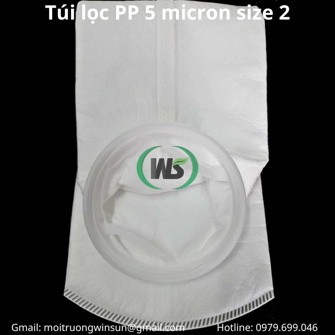 Túi lọc PP 5 micron size 2 thường được sử dụng cho lọc bán công nghiệp, công nghiệp, dân dụng
