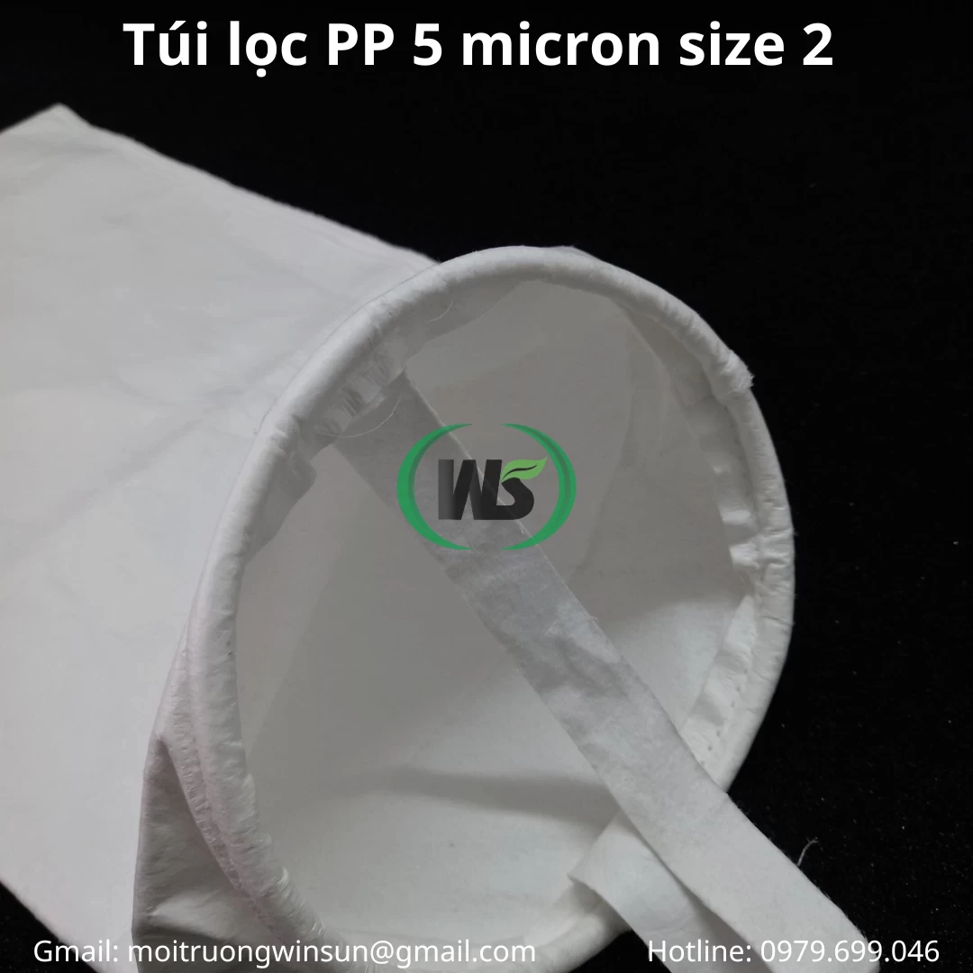 túi lọc pp 5 micron size 2 vói vành miệng luồng vòng thép inox