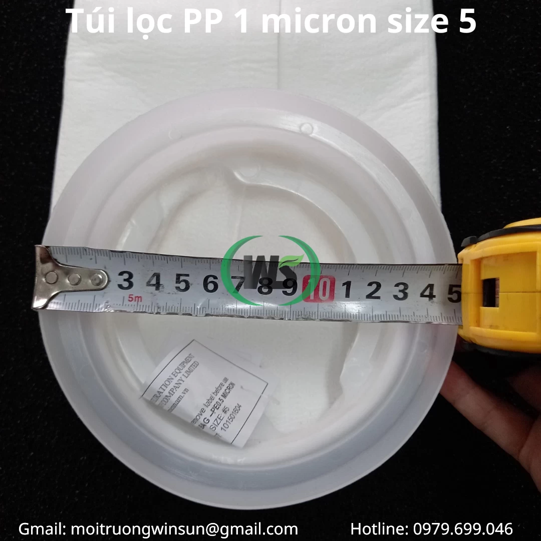 Túi lọc PP 1 micron size 5 có đường kính miệng dài 152 mm